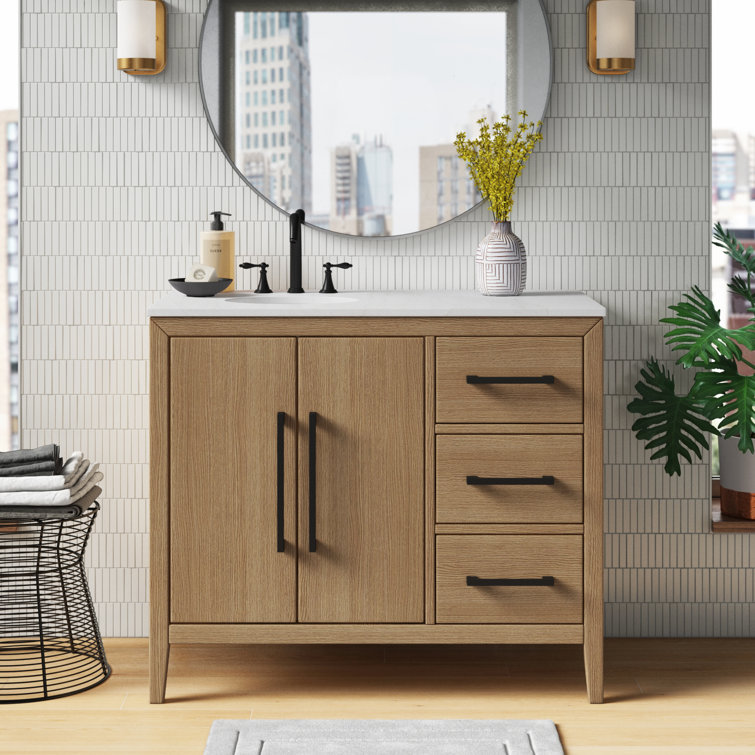 Highbury Furnishings Alsup 42'' Single Bathroom Vanity with Quartz Top & Reviews | Wayfair